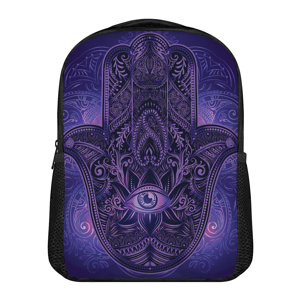 Purple Hamsa Hand Print Casual Backpack