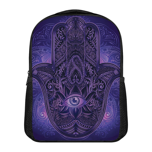 Purple Hamsa Hand Print Casual Backpack