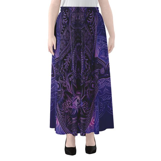 Purple Hamsa Hand Print Chiffon Maxi Skirt