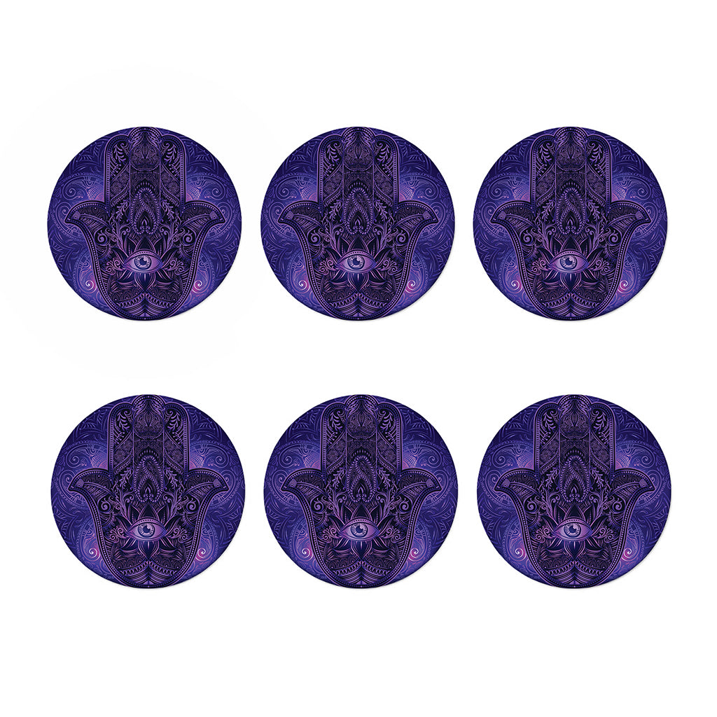 Purple Hamsa Hand Print Coaster Set