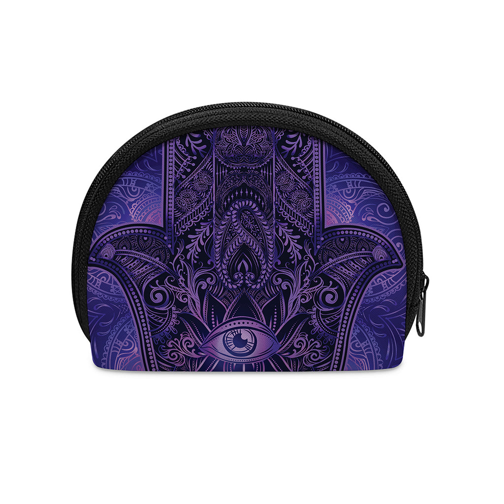 Purple Hamsa Hand Print Coin Purse
