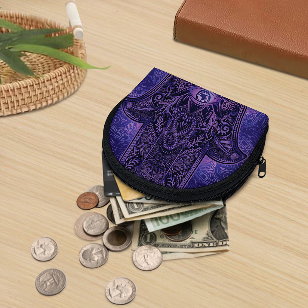 Purple Hamsa Hand Print Coin Purse