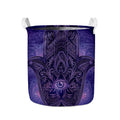 Purple Hamsa Hand Print Collapsible Laundry Basket