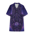 Purple Hamsa Hand Print Cotton Hawaiian Shirt