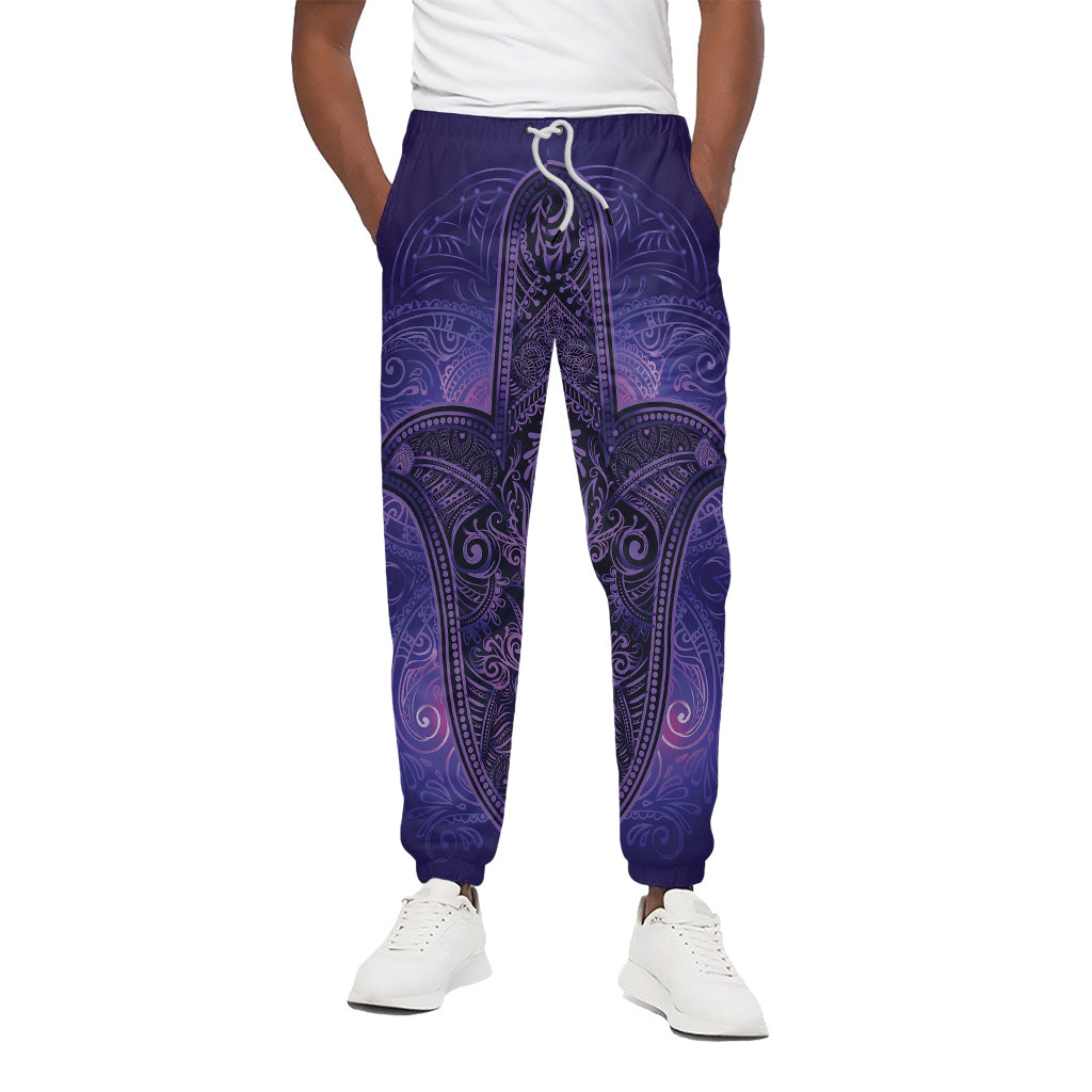Purple Hamsa Hand Print Cotton Pants