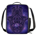 Purple Hamsa Hand Print Crossbody Lunch Bag