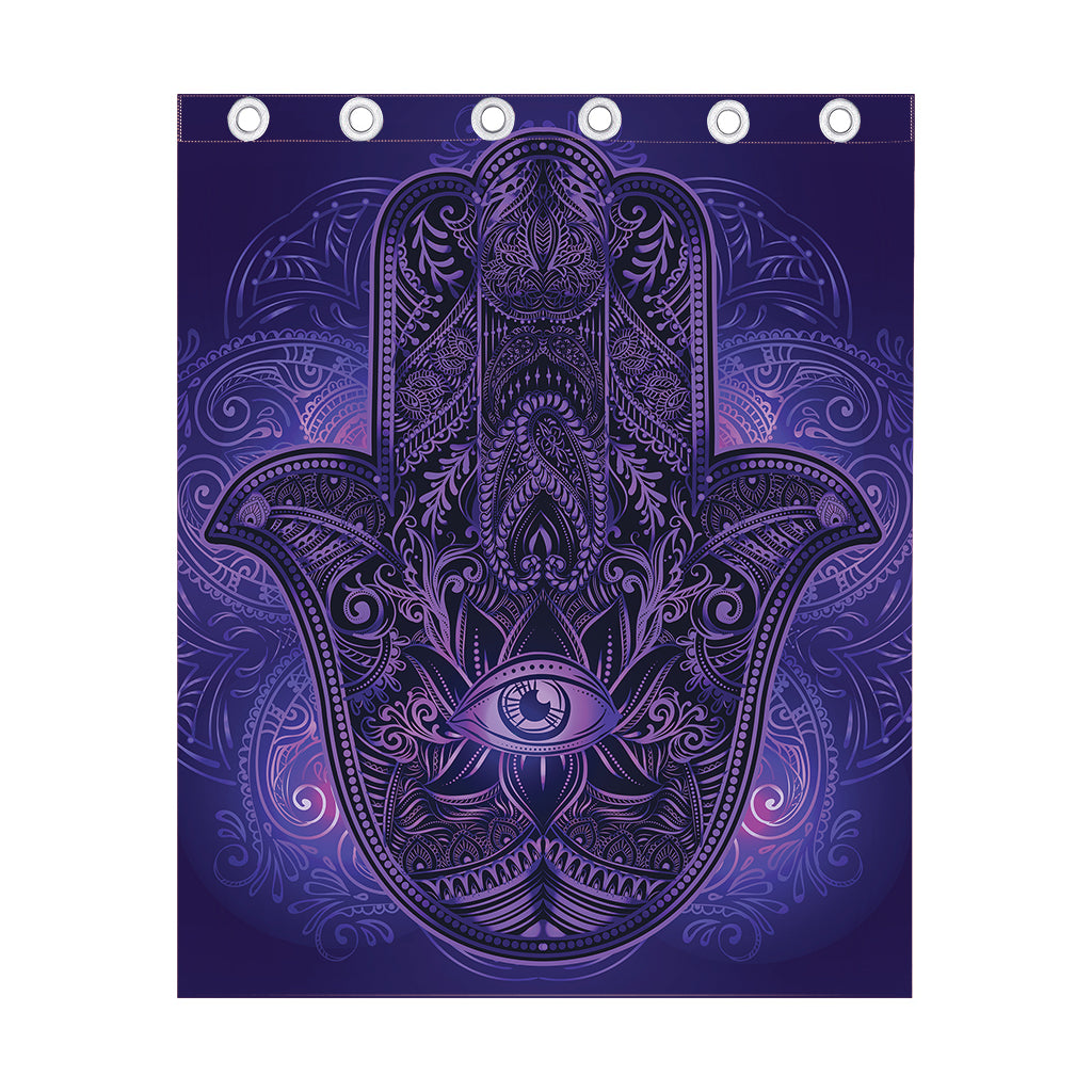 Purple Hamsa Hand Print Curtain