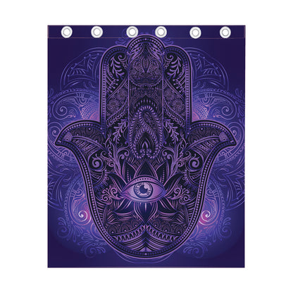 Purple Hamsa Hand Print Curtain