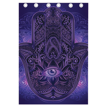 Purple Hamsa Hand Print Curtain