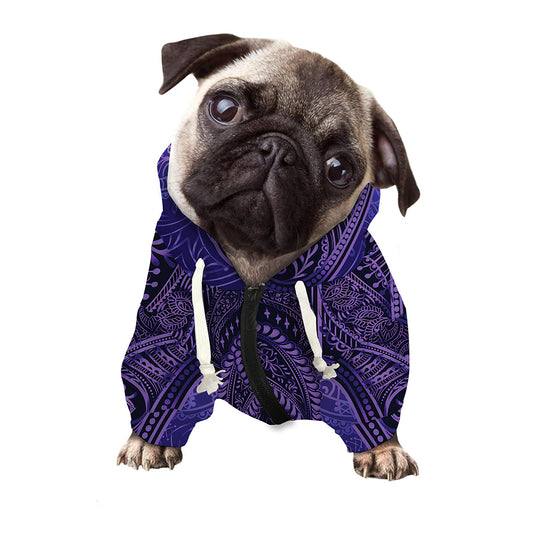 Purple Hamsa Hand Print Dog Zip Up Hoodie