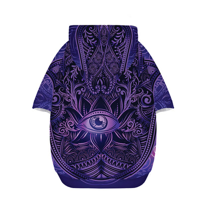 Purple Hamsa Hand Print Dog Zip Up Hoodie