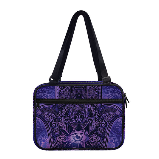 Purple Hamsa Hand Print Double Strap Bible Bag