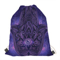 Purple Hamsa Hand Print Drawstring Bag