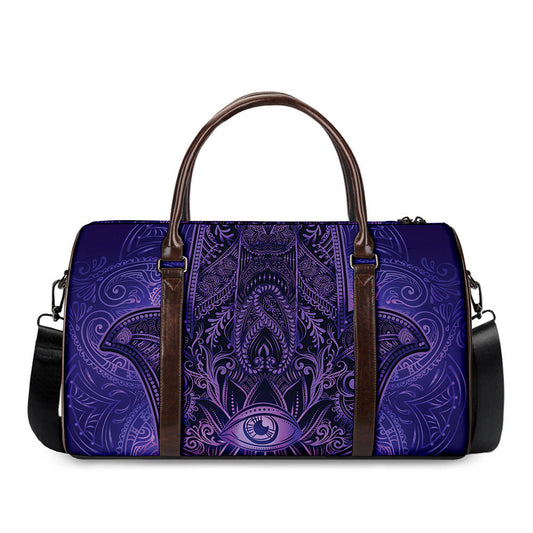 Purple Hamsa Hand Print Duffle Bag