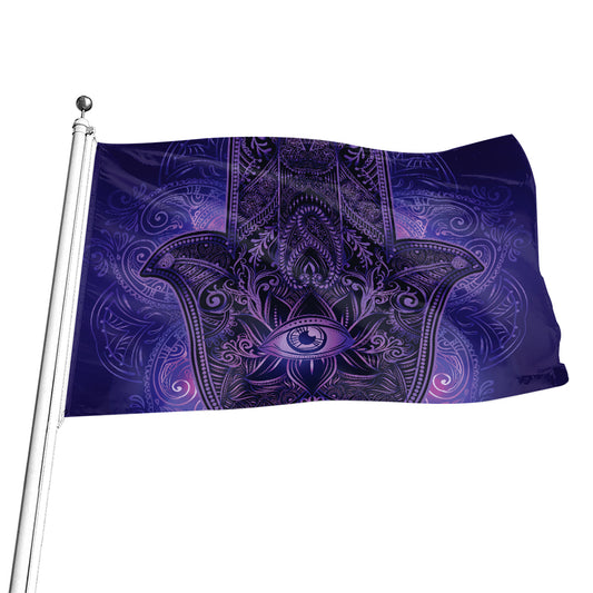 Purple Hamsa Hand Print Flag