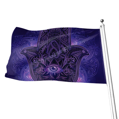 Purple Hamsa Hand Print Flag
