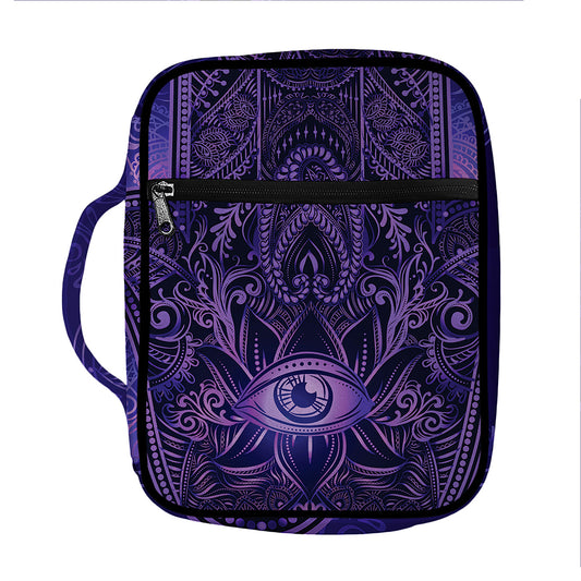 Purple Hamsa Hand Print Front Pocket Bible Bag