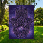 Purple Hamsa Hand Print Garden Flag