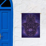 Purple Hamsa Hand Print Garden Flag