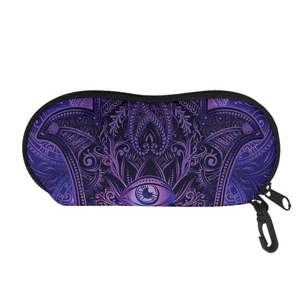 Purple Hamsa Hand Print Glasses Case