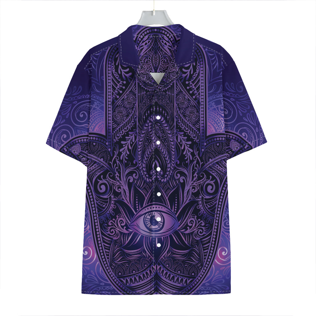 Purple Hamsa Hand Print Hawaiian Shirt