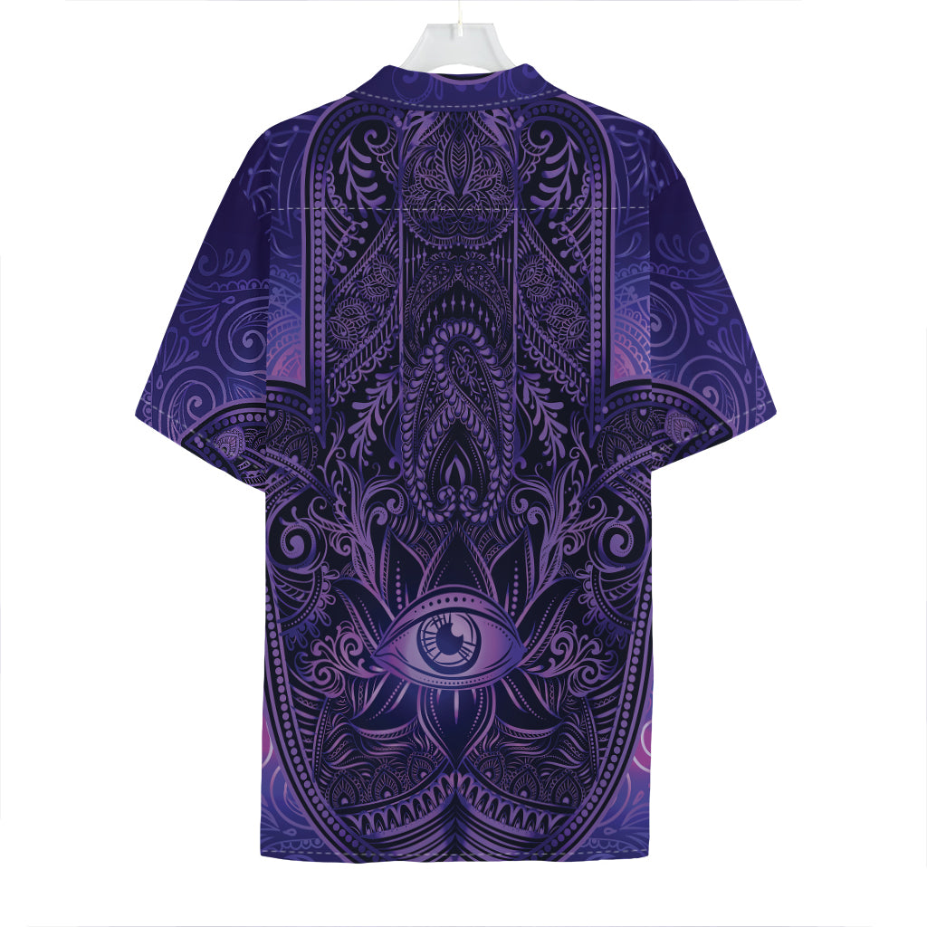 Purple Hamsa Hand Print Hawaiian Shirt
