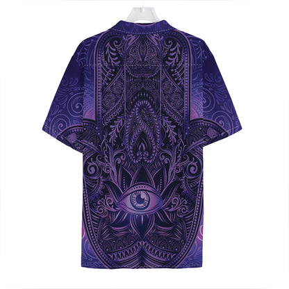 Purple Hamsa Hand Print Hawaiian Shirt