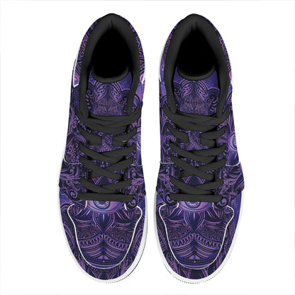 Purple Hamsa Hand Print High Top Leather Sneakers