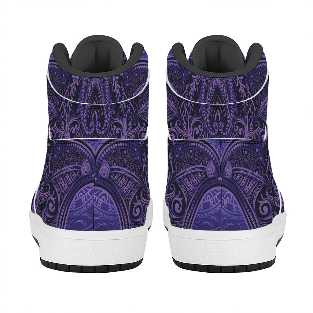 Purple Hamsa Hand Print High Top Leather Sneakers