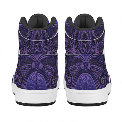 Purple Hamsa Hand Print High Top Leather Sneakers