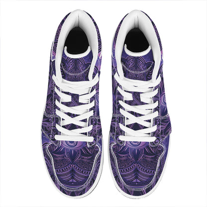 Purple Hamsa Hand Print High Top Leather Sneakers