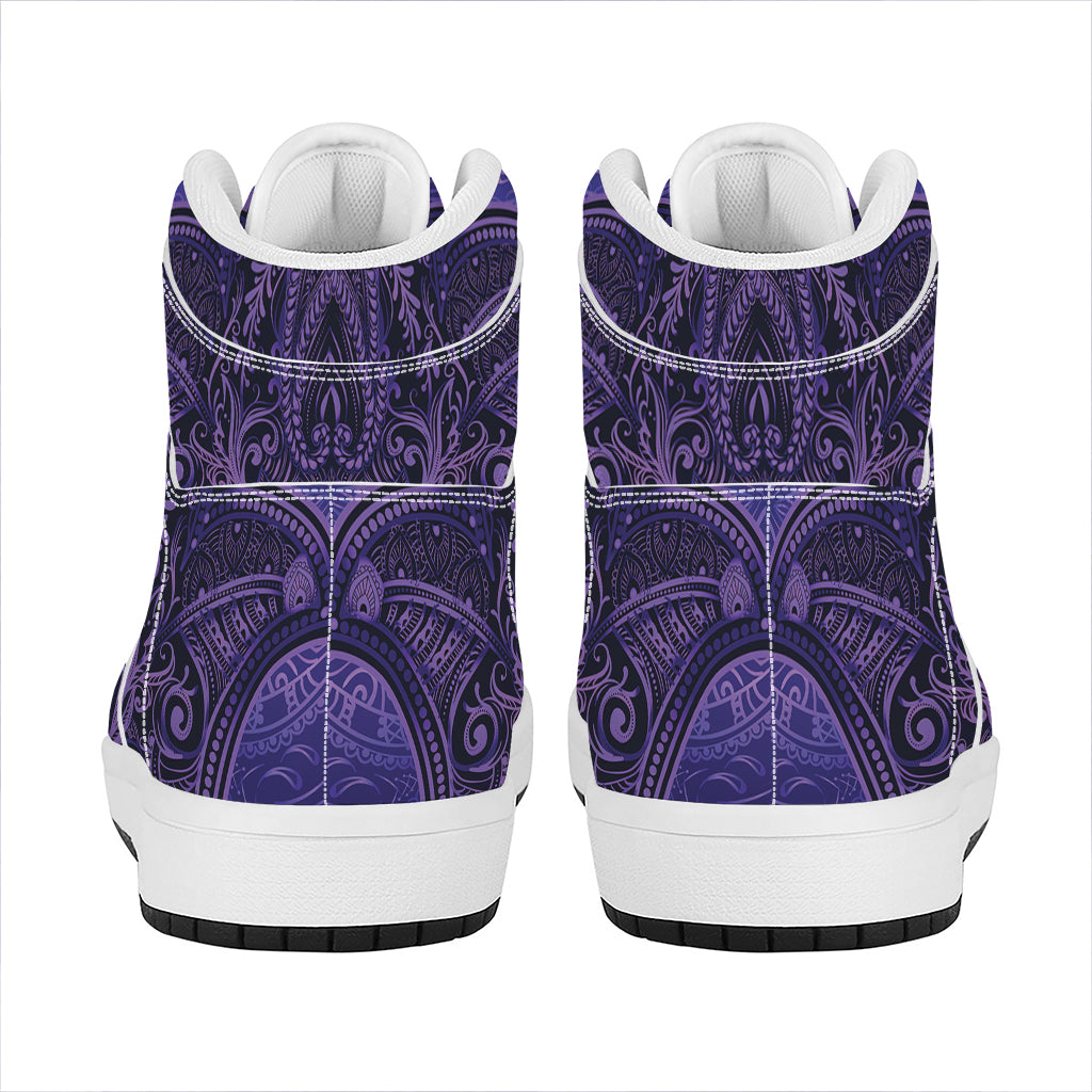 Purple Hamsa Hand Print High Top Leather Sneakers