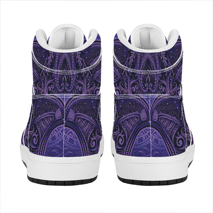 Purple Hamsa Hand Print High Top Leather Sneakers