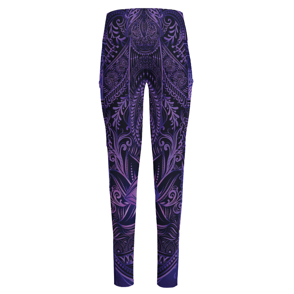 Purple Hamsa Hand Print High-Waisted Pocket Leggings