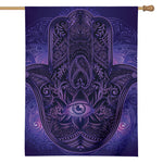 Purple Hamsa Hand Print House Flag