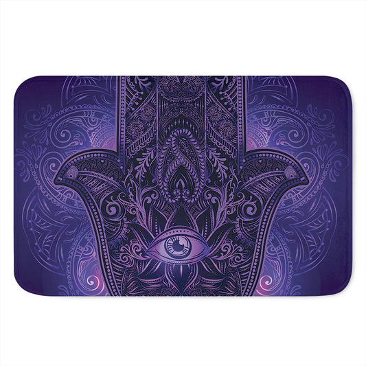 Purple Hamsa Hand Print Indoor Door Mat