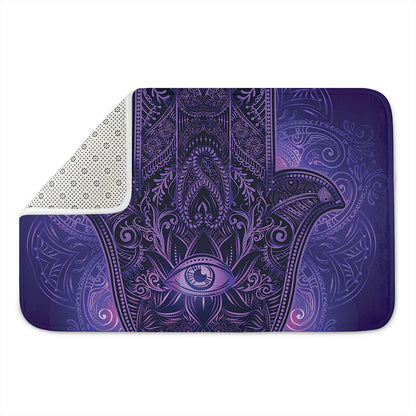 Purple Hamsa Hand Print Indoor Door Mat