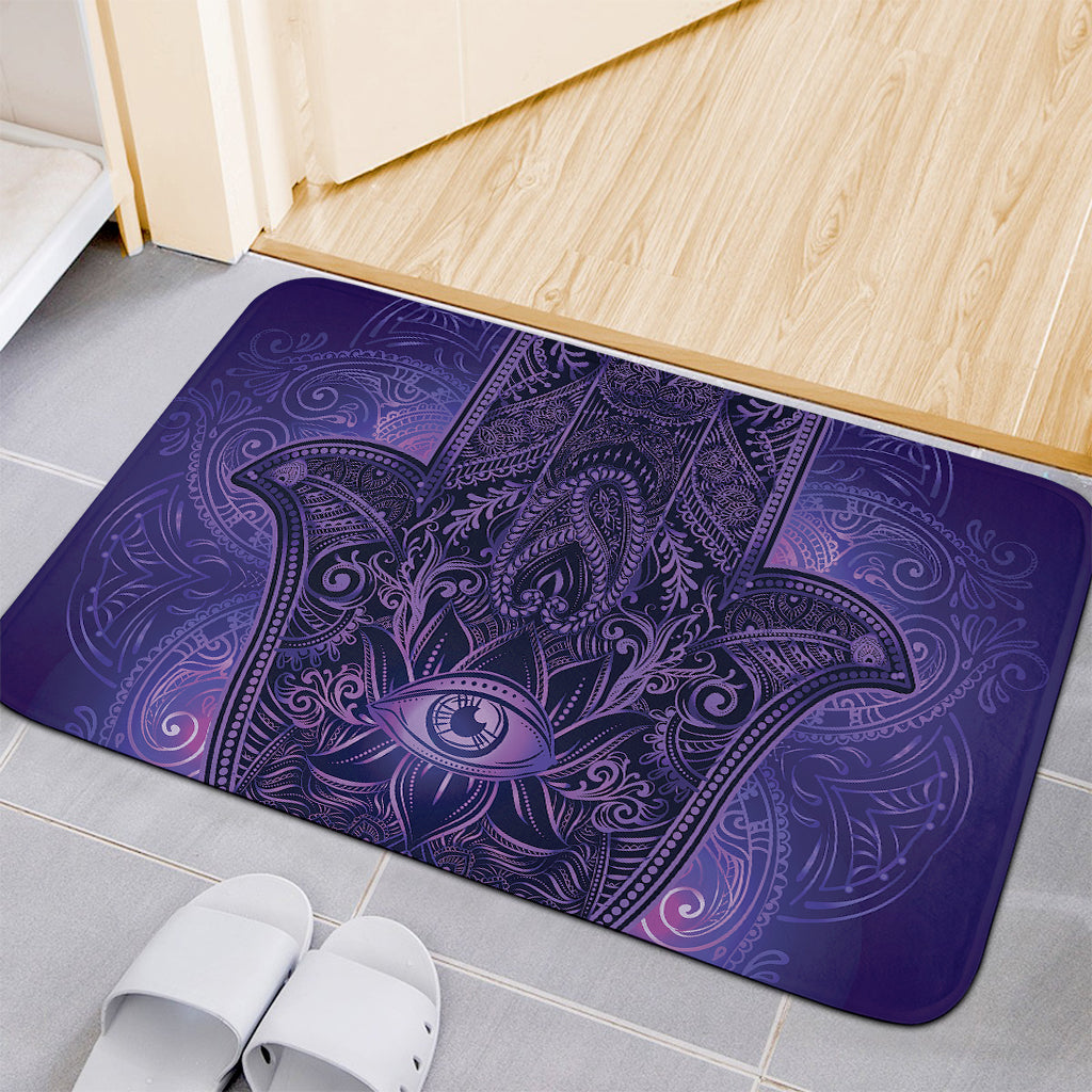 Purple Hamsa Hand Print Indoor Door Mat