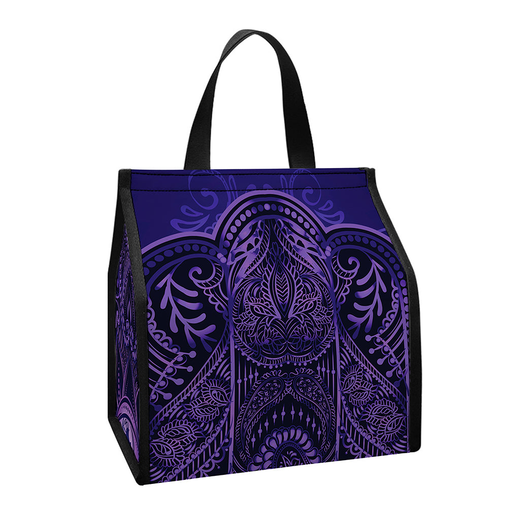 Purple Hamsa Hand Print Insulated Lunch Tote