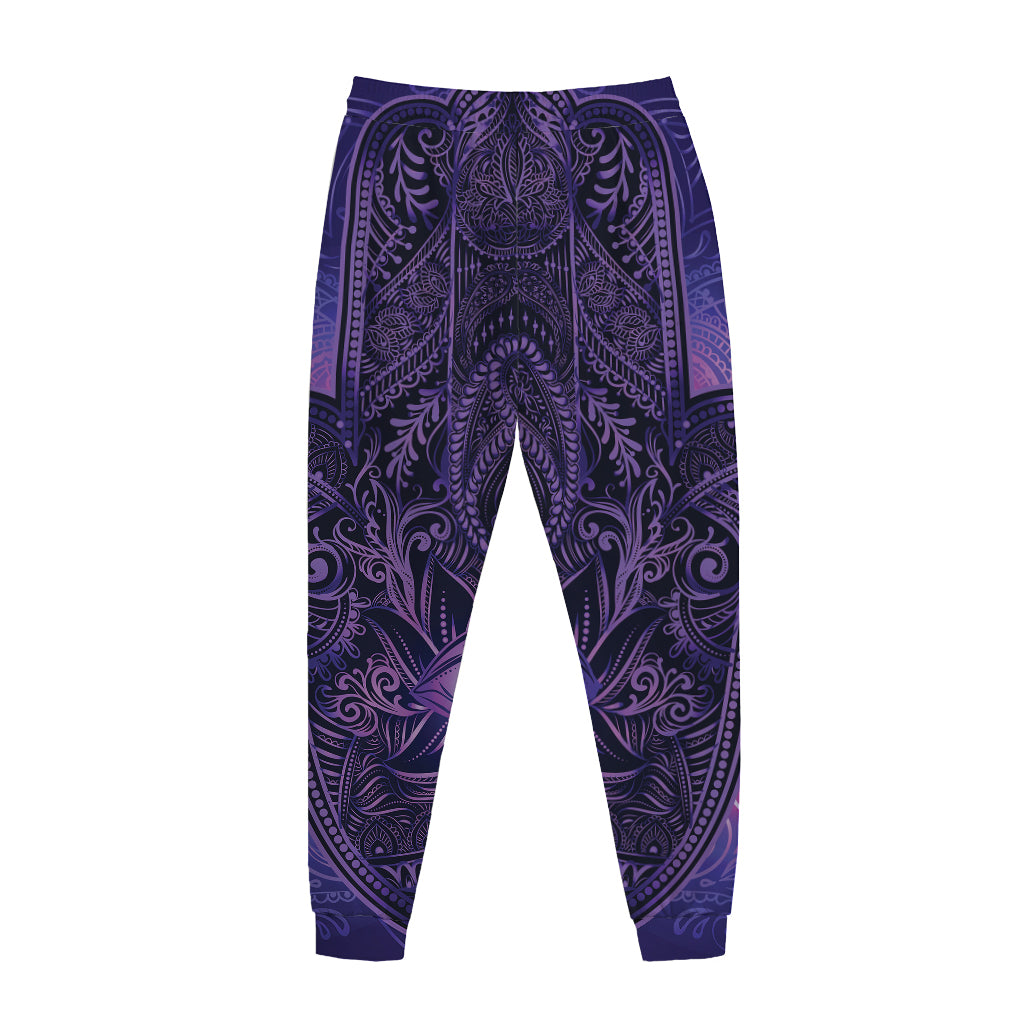 Purple Hamsa Hand Print Jogger Pants