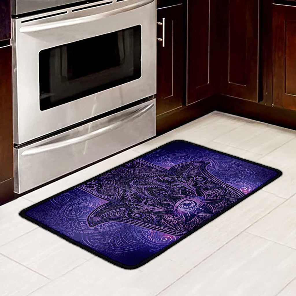 Purple Hamsa Hand Print Kitchen Mat