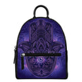 Purple Hamsa Hand Print Leather Backpack