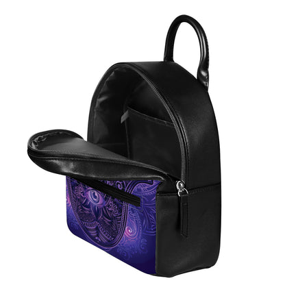 Purple Hamsa Hand Print Leather Backpack