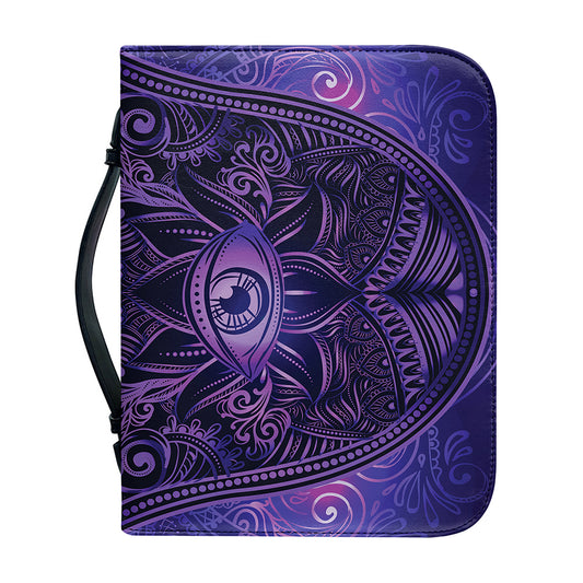 Purple Hamsa Hand Print Leather Bible Cover