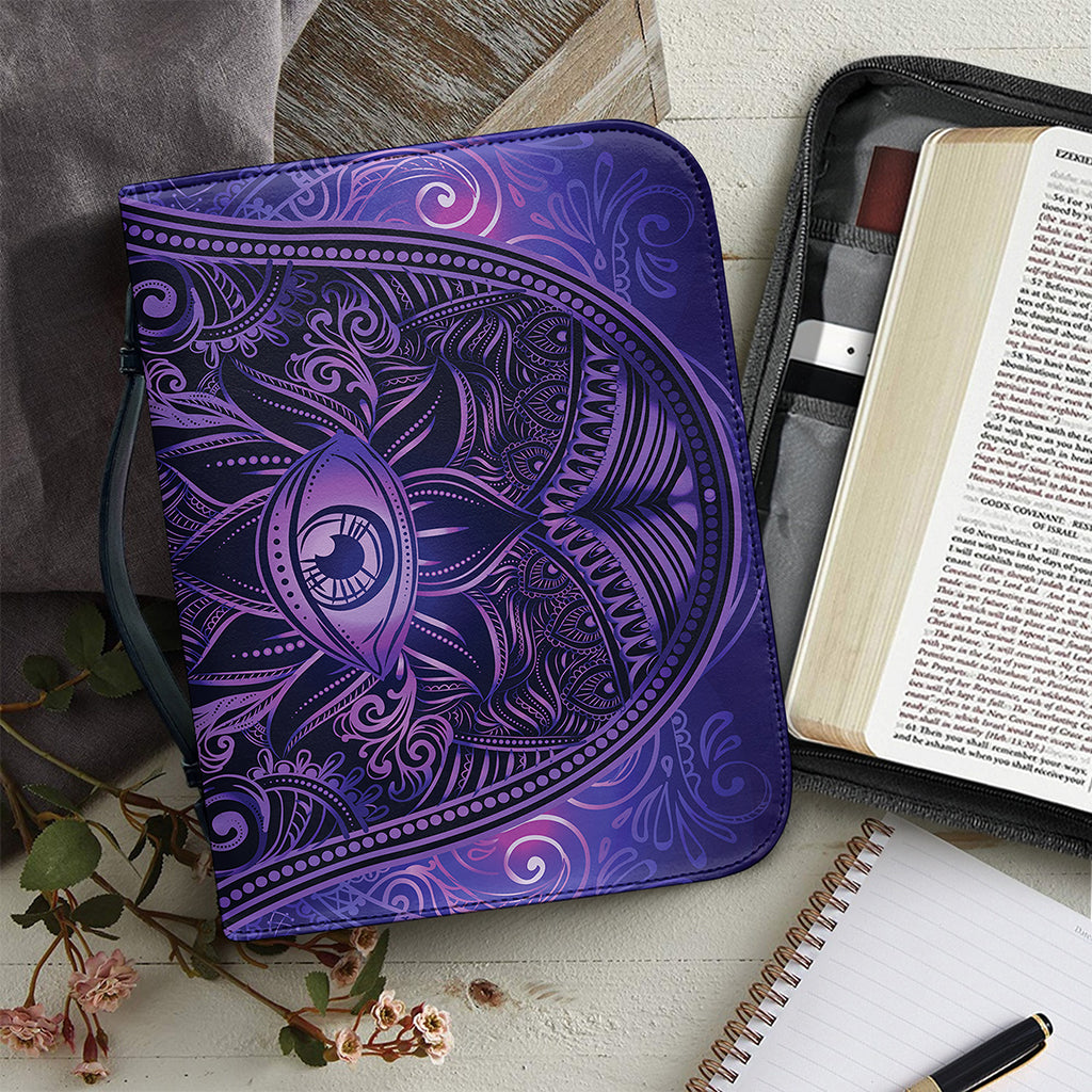Purple Hamsa Hand Print Leather Bible Cover