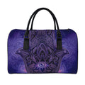 Purple Hamsa Hand Print Leather Duffel Bag