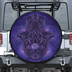 Purple Hamsa Hand Print Leather Spare Tire Cover