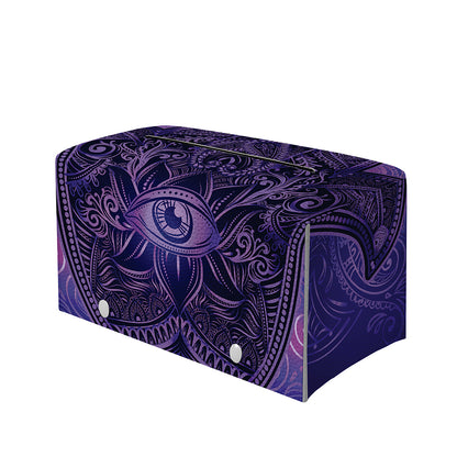 Purple Hamsa Hand Print Leather Tissue Box Cover