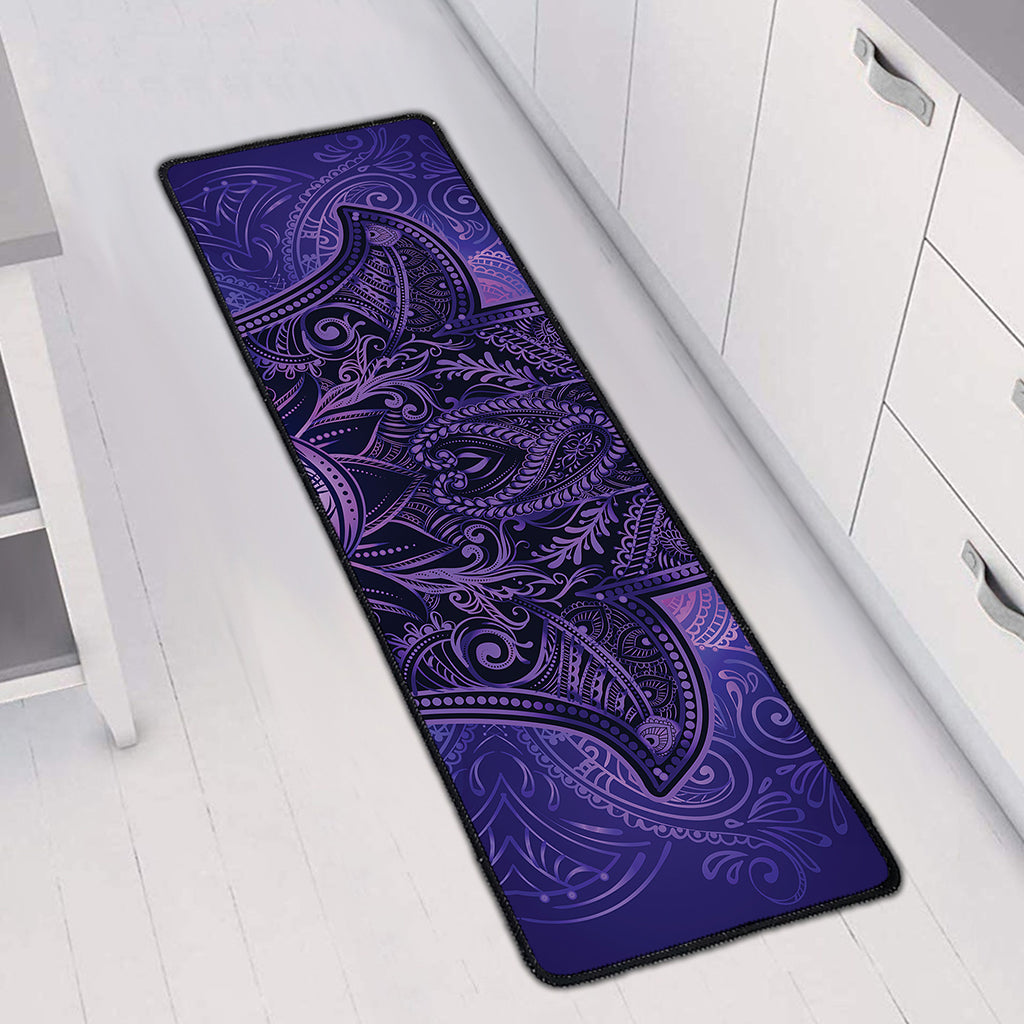Purple Hamsa Hand Print Long Kitchen Mat