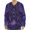 Purple Hamsa Hand Print Long Sleeve Baseball Jersey